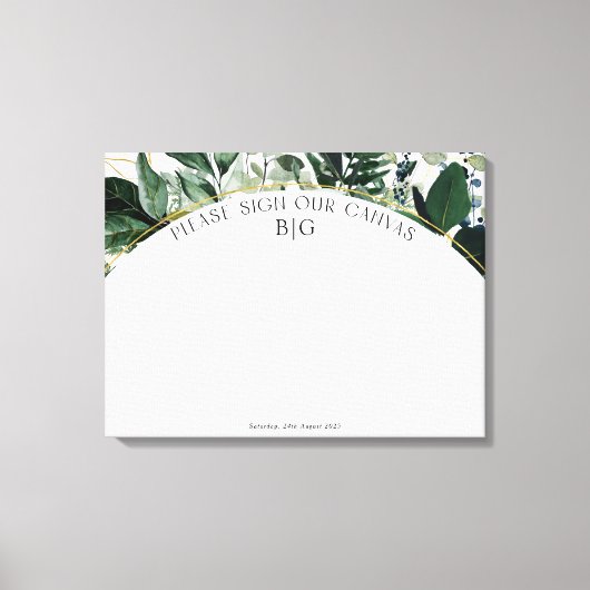Modern Greenery wedding guest book alternatief Canvas Afdruk (Voorkant)