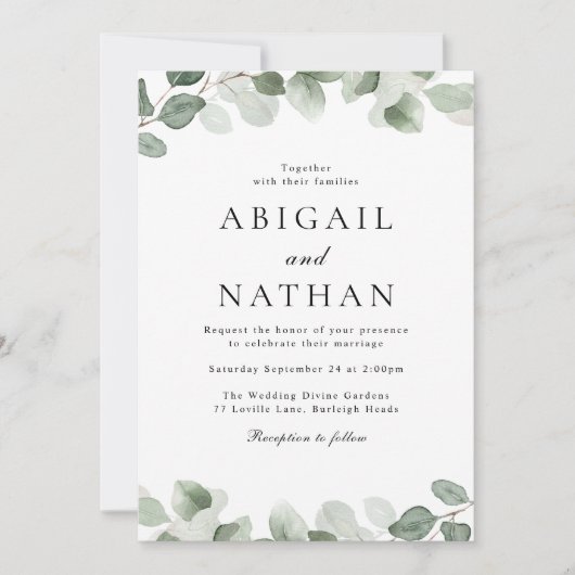 Modern Greenery Wedding Kaart (Voorkant)