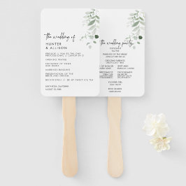 Modern Greenery Wedding Programme Fan Handwaaier