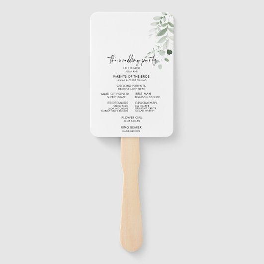 Modern Greenery Wedding Programme Fan Handwaaier (Achterkant)