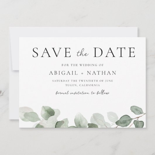 Modern Greenery Wedding Save The Date (Voorkant)