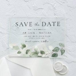 Modern Greenery Wedding Save the Date Acryl Uitnodigingen