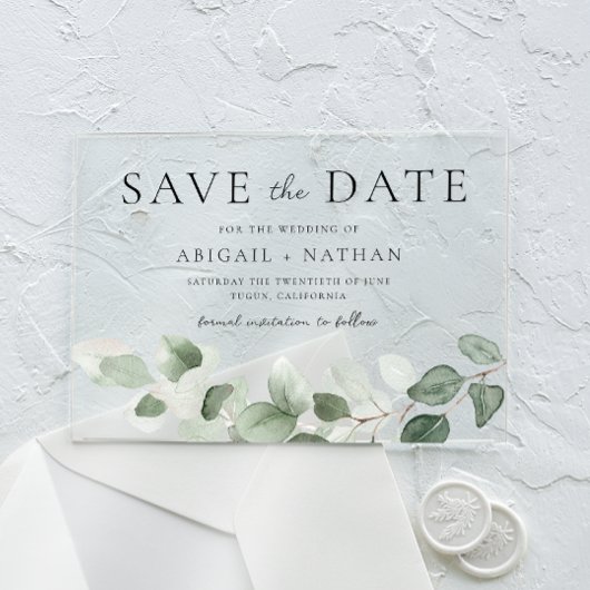 Modern Greenery Wedding Save the Date Acryl Uitnodigingen