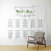 Modern Greenery Wedding Seating Plan Wandkleed (In Situ (horizontaal))