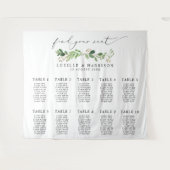 Modern Greenery Wedding Seating Plan Wandkleed (Voorkant (horizontaal))