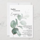Modern Greenery White Bridal Lingerie Shower Kaart (Voorkant)
