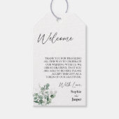 Modern Greenery White Destination Wedding Welcome Cadeaulabel (Voorkant)