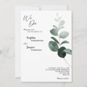 Modern Greenery White We doen een huwelijksuitnodi Kaart (Voorkant)