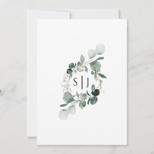 Modern Greenery White We doen een huwelijksuitnodi Kaart (Achterkant)