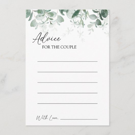 Modern Greenery White Wedding Advice Kaart (Voorkant)