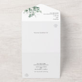 Modern Greenery White Wedding All In One Uitnodiging (Buitenkant)