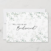 Modern Greenery White Wedding Bridesmaid Voorstel Kaart (Voorkant)