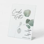 Modern Greenery White Wedding Cards and Gifts Sign Reclamebord Met Voetstuk (Voorkant)