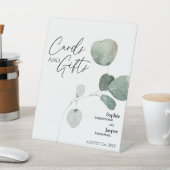 Modern Greenery White Wedding Cards and Gifts Sign Reclamebord Met Voetstuk (Insitu)
