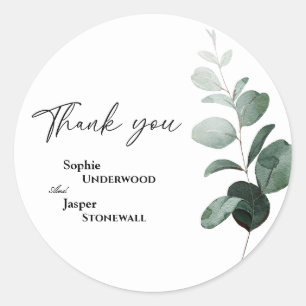 Modern Greenery White Wedding Dank je Sticker