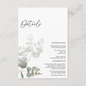 Modern Greenery White Wedding Details Informatiekaartje (Voorkant)