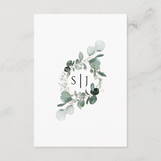 Modern Greenery White Wedding Details Informatiekaartje (Achterkant)