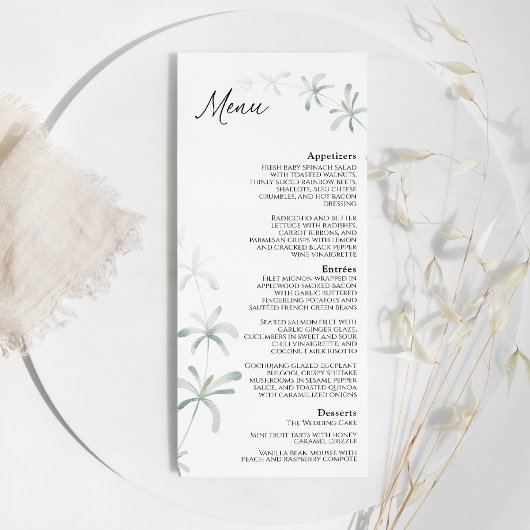 Modern Greenery White Wedding Flat Menu