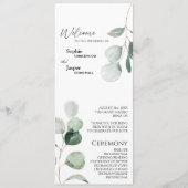 Modern Greenery White Wedding Flat Program Programmakaart (Voorkant)