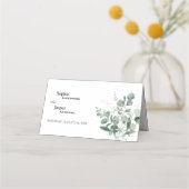Modern Greenery White Wedding Place Card Plaatskaartje (Achterkant)