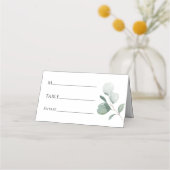 Modern Greenery White Wedding Place Card Plaatskaartje (Voorkant)