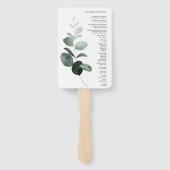 Modern Greenery White Wedding Programme Fan Handwaaier (Achterkant)