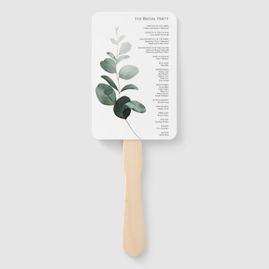 Modern Greenery White Wedding Programme Fan Handwaaier (Achterkant)