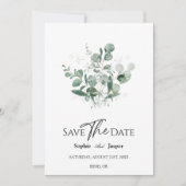 Modern Greenery White Wedding Save the Date Kaart (Voorkant)