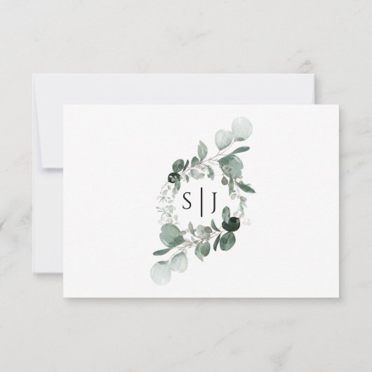 Modern Greenery White Wedding Simple RSVP Card (Achterkant)