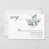 Modern Greenery White Wedding Simple RSVP Card Kaartje (Voorkant)