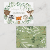 Modern Greenery Woodland Animals Diaper Raffle Informatiekaartje (Voorkant / Achterkant)