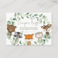 Modern Greenery Woodland Animals Diaper Raffle