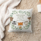 Modern Greenery Woodland Birth Stats Boy Nursery Kussen (Deken)