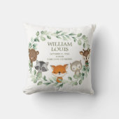 Modern Greenery Woodland Birth Stats Boy Nursery Kussen (Voorkant)