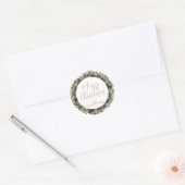 Modern Greenery Wreath Kerstmis Ronde Sticker (Envelop)