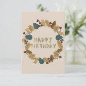 Modern Greenery Wreath Thanksgiving Herfst Birthda Kaart (Staand voorkant)