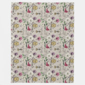 Modern Greige Queen Bee Royal Crown Bloemen Patroo Fleece Deken (Voorkant)