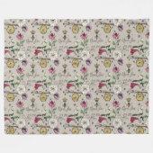 Modern Greige Queen Bee Royal Crown Bloemen Patroo Fleece Deken (Voorkant (Horizontaal))