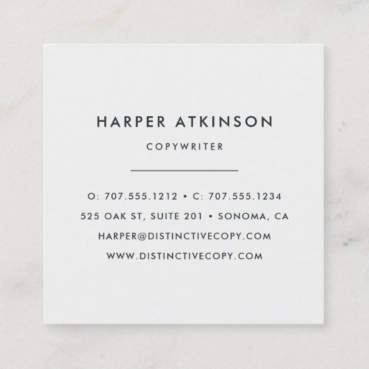 Modern Greige Taupe en White Borderand Vierkante Visitekaartje (Achterkant)