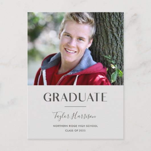 Modern Grey 2025 Afstuderen 1-foto Afstuderen Briefkaart (Voorkant)