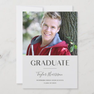 Modern Grey Afstuderen 1-Foto Graduation Party Kaart
