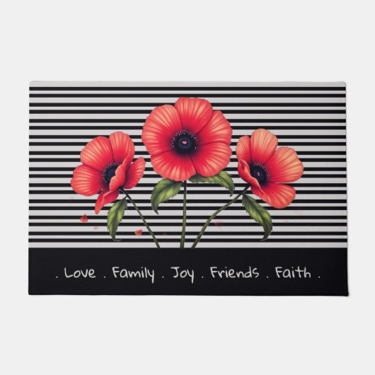 Modern Grey And Black Stripe Deurmat (Voorkant)