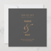 Modern Grey and CopperAutumn Wedding Save the Date (Voorkant)