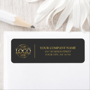 Modern Grey and Gold Business Logo Retouradres Etiket