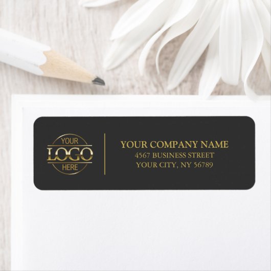 Modern Grey and Gold Business Logo Retouradres Etiket (Insitu)