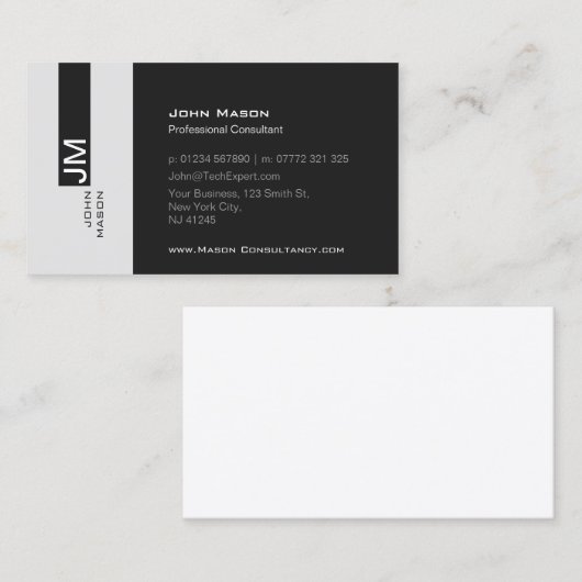 Modern Grey and White Consultant - Visitekaartje (Voorkant / Achterkant)