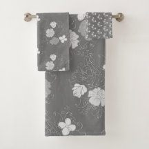 Modern Grey and White Floral Pattern