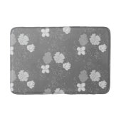 Modern Grey and White Floral Pattern Badmat (Voorkant)