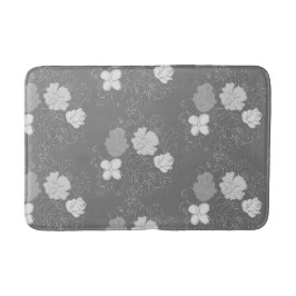 Modern Grey and White Floral Pattern Badmat