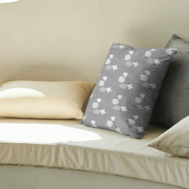 Modern Grey and White Floral Pattern Kussen